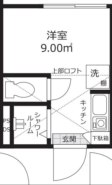 カーサ平井(ワンルーム/2階)の間取り写真
