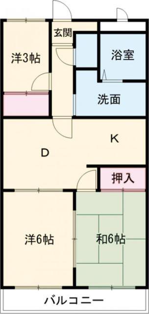 総業水戸第二ハイム(3DK/4階)の間取り写真