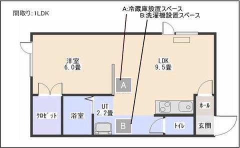 ヒノキ西13条A(1LDK/1階)の間取り写真