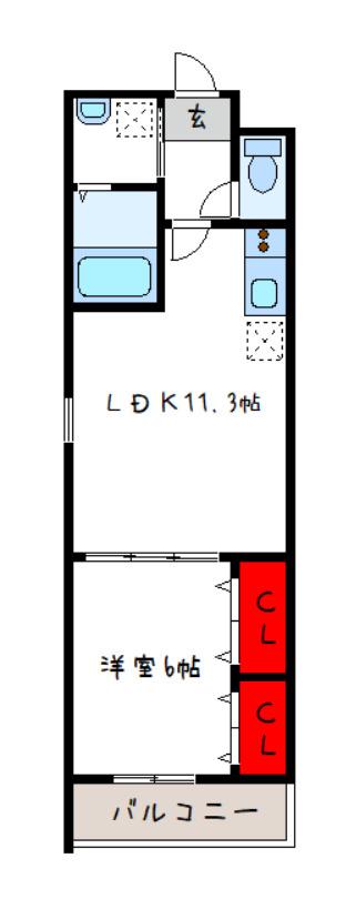 GRAND CIEL(1LDK/2階)の間取り写真