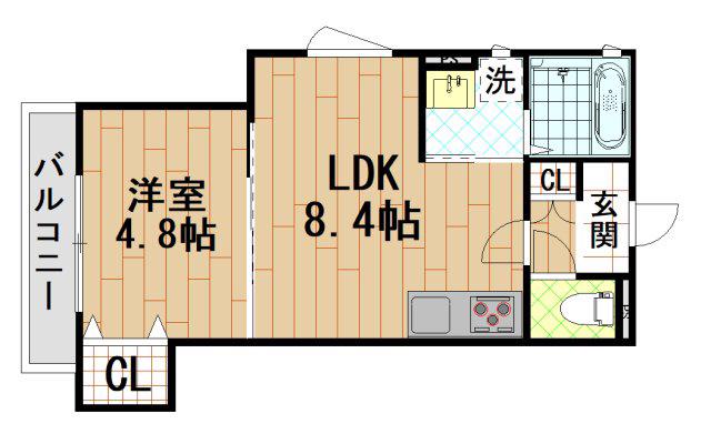 ラモーナ長瀬I(1LDK/3階)の間取り写真