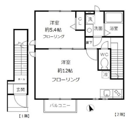 グランシャリオ(1LDK/2階)の間取り写真