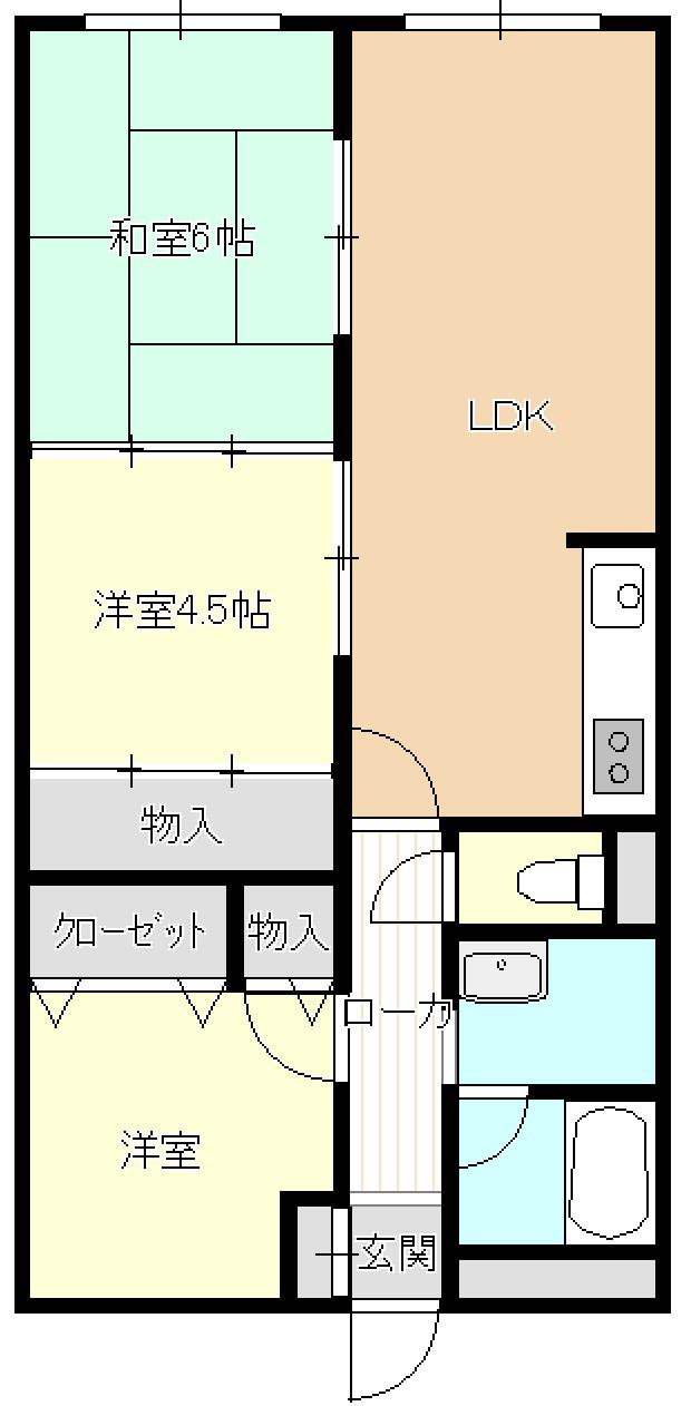 エバーグリーン奥田(3LDK/4階)の間取り写真