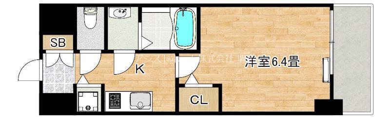 S-RESIDECE堺湊駅前AZURE(1K/6階)の間取り写真