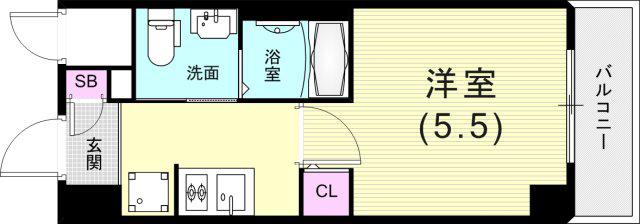 エスリード神戸ウエスト(1K/3階)の間取り写真
