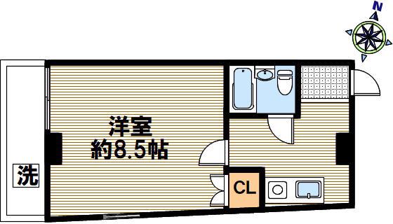アーバンホワイト(1K/3階)の間取り写真
