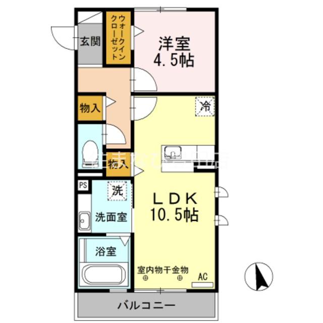 ユイマール浄水(1LDK/1階)の間取り写真