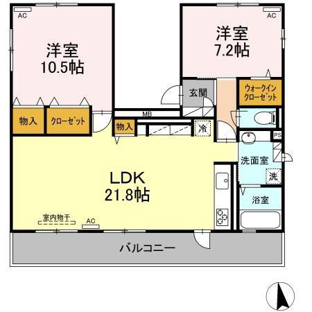 コーラル(2LDK/3階)の間取り写真
