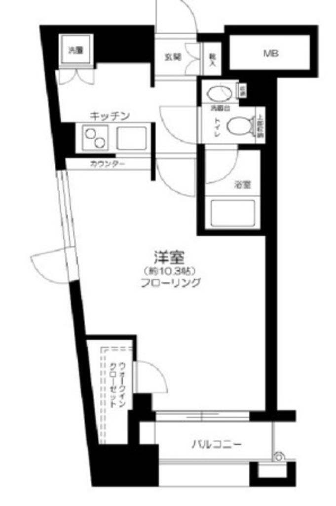 パレステュディオ神楽坂シティタワー(1K/2階)の間取り写真