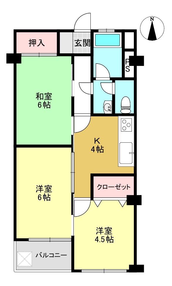 ニチモ日吉第5コーポラス(2DK/4階)の間取り写真