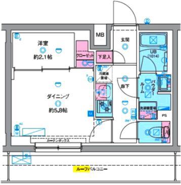ジェノヴィア竹ノ塚(1DK/5階)の間取り写真