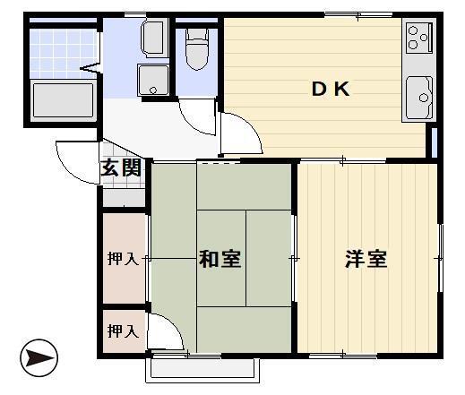 ラフォーレUENO(2DK/1階)の間取り写真