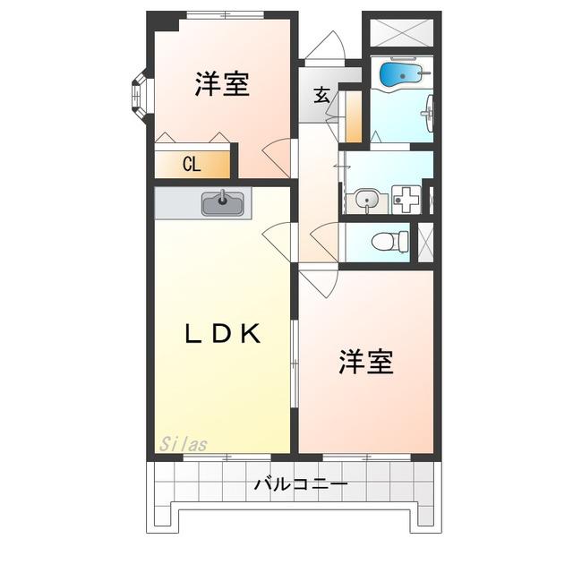 高師浜シーサイドマンションII(2LDK/2階)の間取り写真