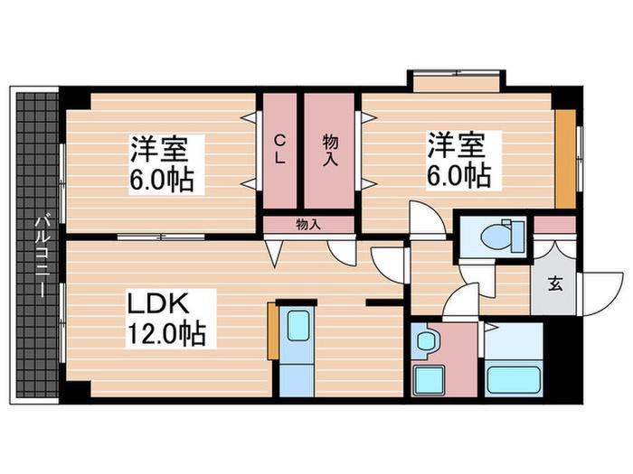 フラッツトップヒルズ(2LDK/1階)の間取り写真