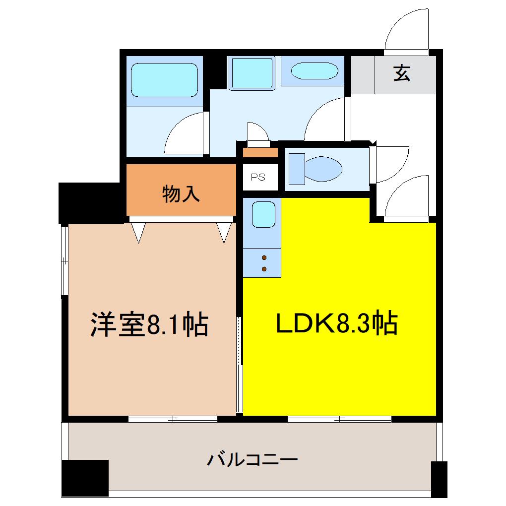 ライオンズマンション大和第5(1LDK/9階)の間取り写真