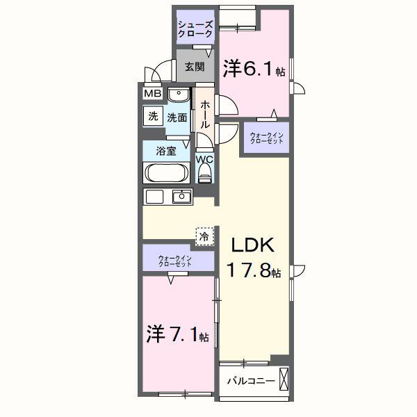 LORD(2LDK/3階)の間取り写真