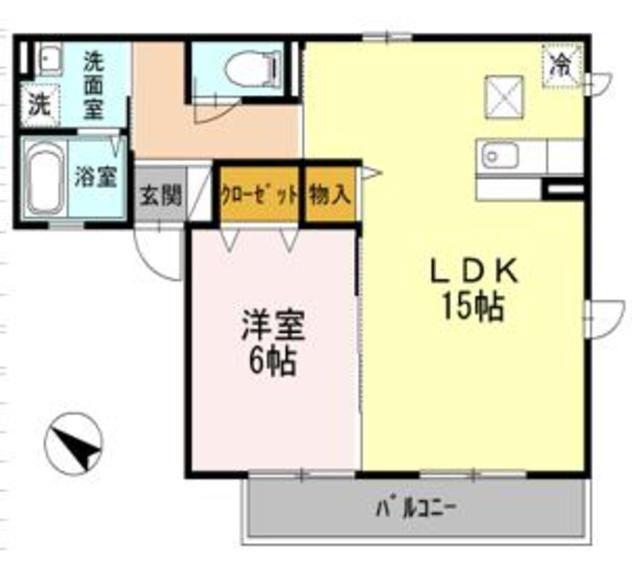 エスポワールA(1LDK/2階)の間取り写真