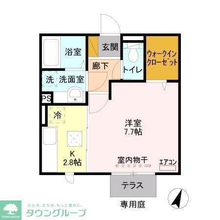 イルマーレ(1K/1階)の間取り写真