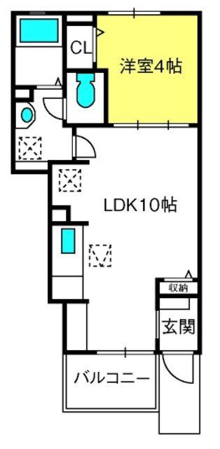 クリッター カントリー(1LDK/1階)の間取り写真
