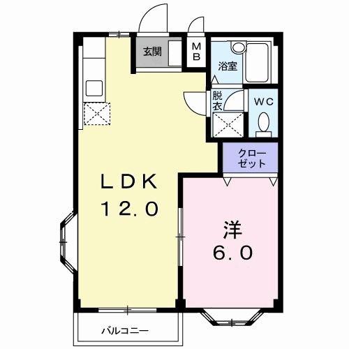 サンハイムリーベ(1LDK/2階)の間取り写真