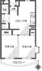 ファルム烏山(2LDK/5階)の間取り写真