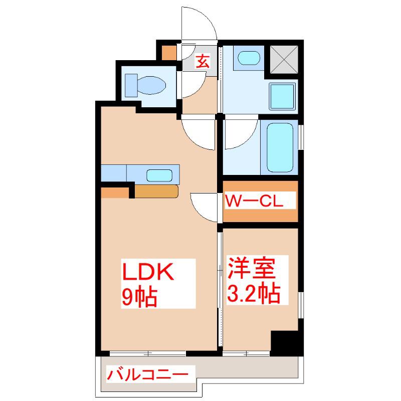さくらヒルズベイサイドII(1LDK/8階)の間取り写真