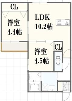 千里山4丁目PJ(2LDK/2階)の間取り写真