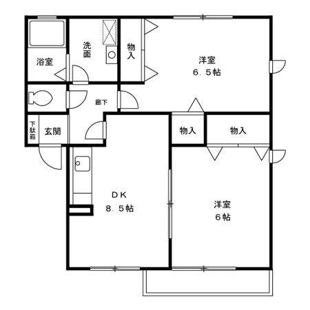 サンミッシェルTS(2DK/2階)の間取り写真