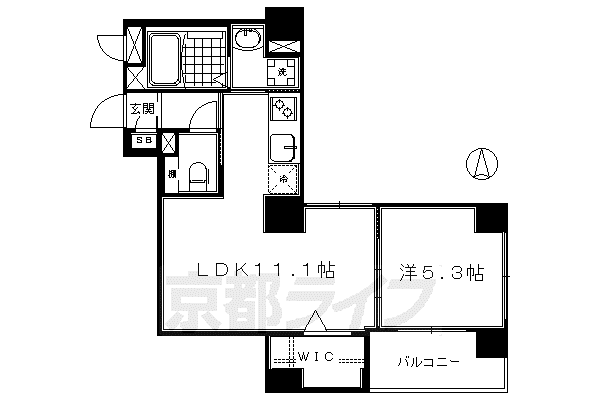 ベラジオ京都烏丸十条(1LDK/7階)の間取り写真