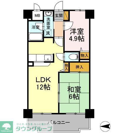 フジヴェール法蓮寺山(2LDK/4階)の間取り写真