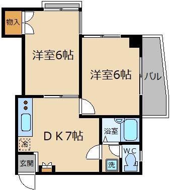 PLAZA20プラザ20(2DK/8階)の間取り写真
