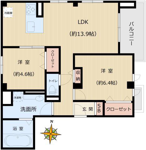 ネージュ小石川(2LDK/5階)の間取り写真