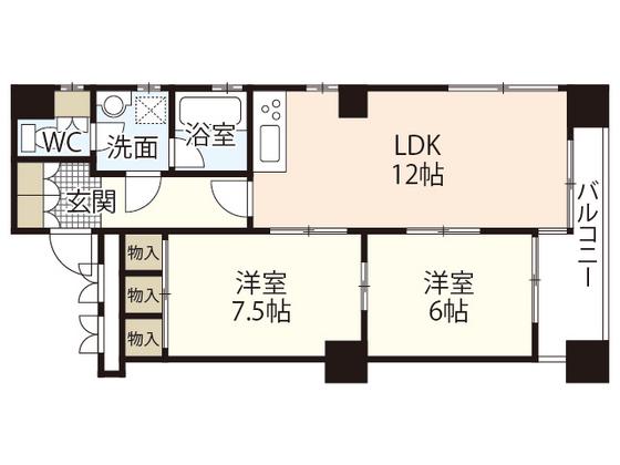 PEARL上幟(2LDK/4階)の間取り写真