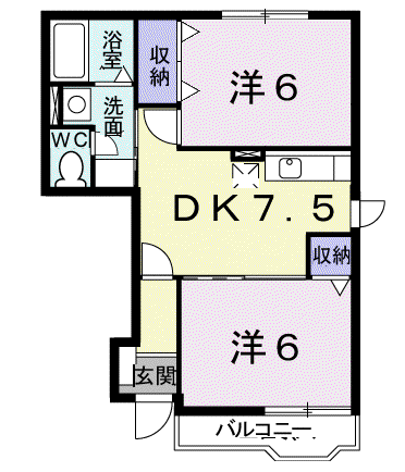 アキラハイツ(2DK/1階)の間取り写真