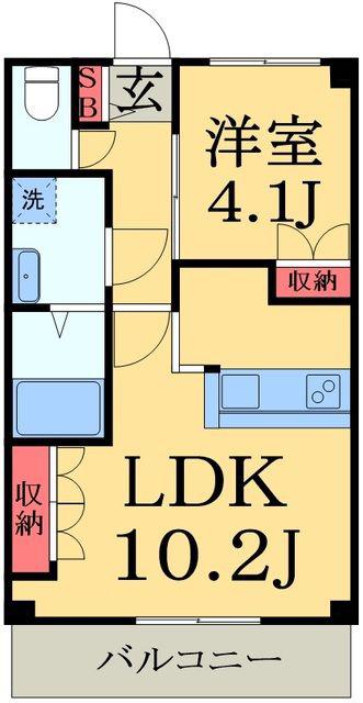 スカイパークオキツカ(1LDK/3階)の間取り写真