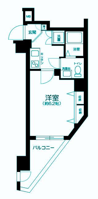 ステージファースト三軒茶屋アジールコートⅡ(1K/11階)の間取り写真