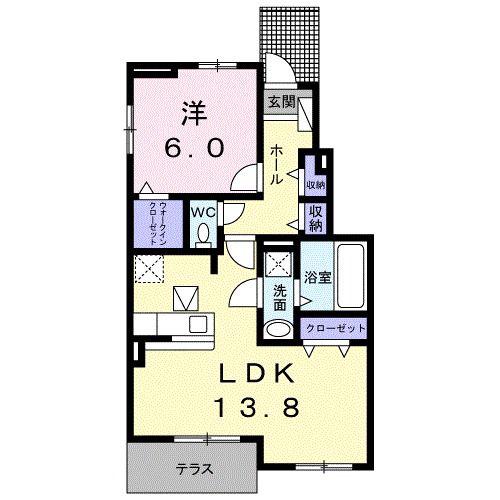 ラ・ムール(1LDK/1階)の間取り写真