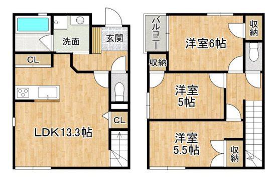 SOYO TERRACE 荒江(3LDK/1階)の間取り写真