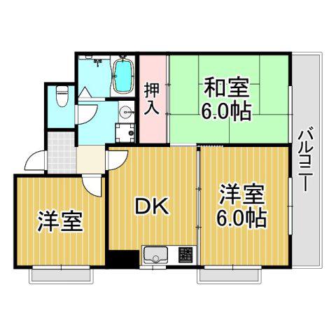 ベルメゾン香櫨園(3DK/2階)の間取り写真