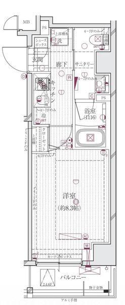 レガリス清澄白河ブロッサム(1K/6階)の間取り写真