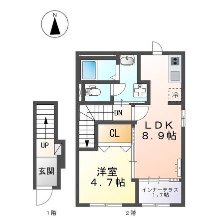 スターテラスII南田町(1LDK/2階)の間取り写真