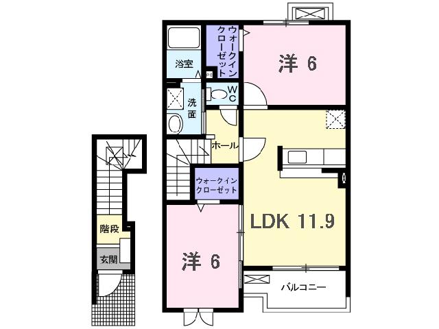 サンパティークパレス BC(2LDK/2階)の間取り写真