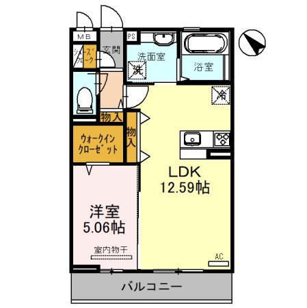 LA CASAMIA一条通(1LDK/3階)の間取り写真