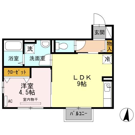 エスポワール(1LDK/2階)の間取り写真