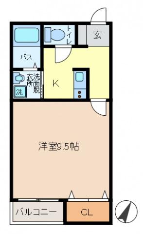 シャールルメゾン(1K/1階)の間取り写真
