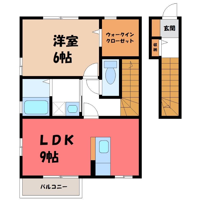 ルミエール大友A(1LDK/2階)の間取り写真