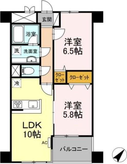 ブリランテ1(2LDK/4階)の間取り写真