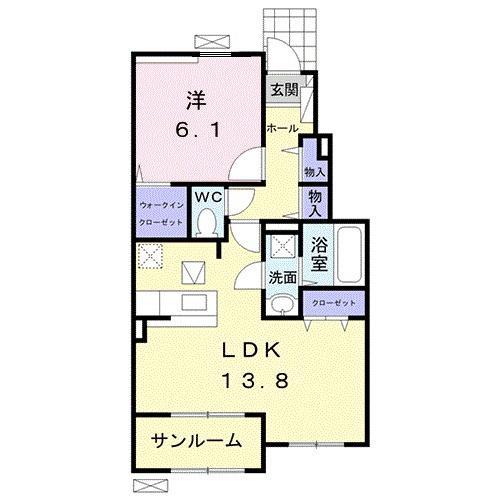 スリジエ リアン セカンド B(1LDK/1階)の間取り写真