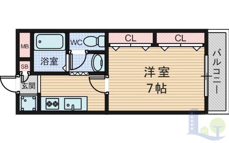 サンフラッツ新大阪別館(1K/1階)の間取り写真