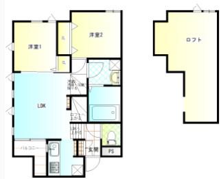 CB博多南フクシア(1LDK/2階)の間取り写真